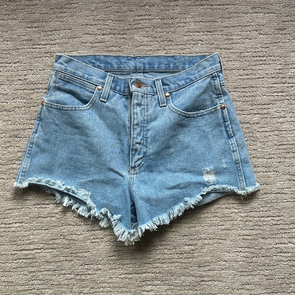 Wrangler Denim Blue Women's Frayed Hem Shorts